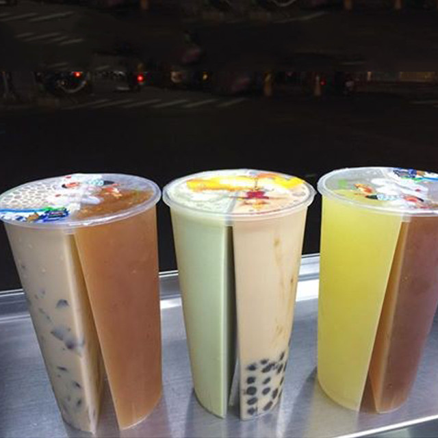700ml/700cc/24oz Very Popular PP Plastic Juice 2 Part Split Cups for Hot Bubble Tea