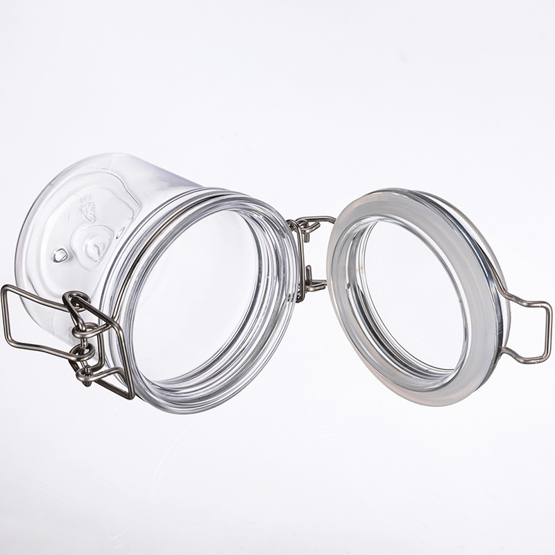 200ml 500ml Honey Jars Candy Food Canister Grain Nuts Powder Storage Tank Clear Plastic Jars with clamp lids Buckle Pot