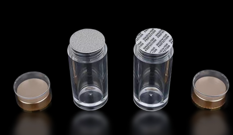 Round Empty Stock Saffron Package Acrylic Bottle spice packing Food Storage Container With Gold Lid