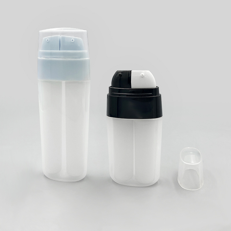 Cosmetic Skin Care Dual Chamber Airless Bottle PP 2 in 1 Lotion Serum BB Cream 10ml + 10ml 15ml + 15ml 25ml + 25ml Tube Bottle