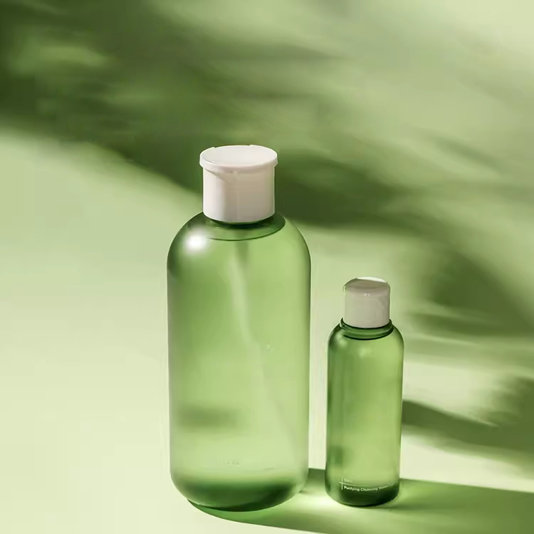 PET plastic flat shoulder shampoo bottle Empty lotion pump body wash bottles 250ml 300ml 500ml