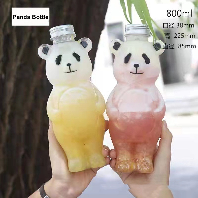16oz Plastic Glowing Teddy Bear Shape Water Bottle Creative Beverage Cups Unique Drink Container LED Light Bulb Juice Bottle Cap