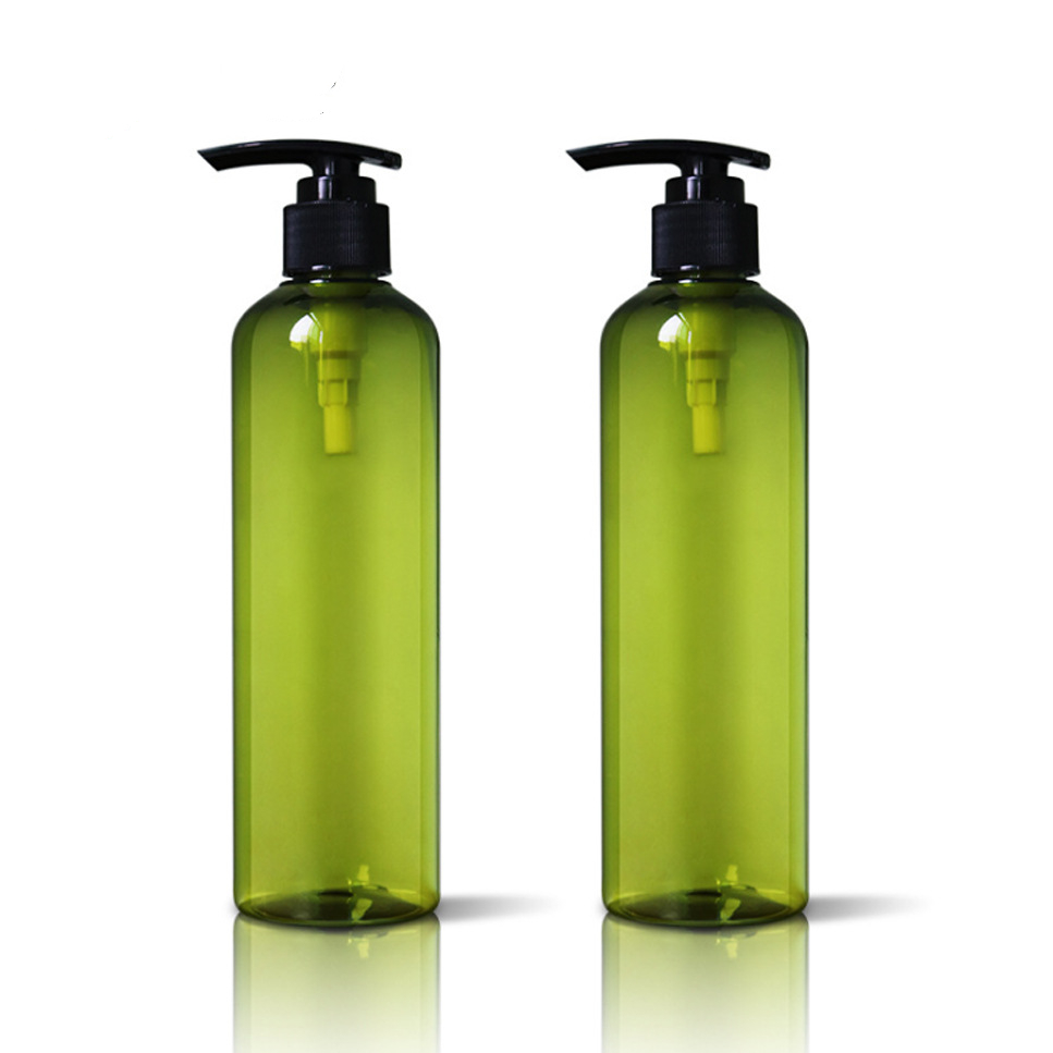 300ML Luxury Amber square bottle hotel supplies Round Body wash dispenser bottle Hotel shampoo empty bottle with pump 500ml