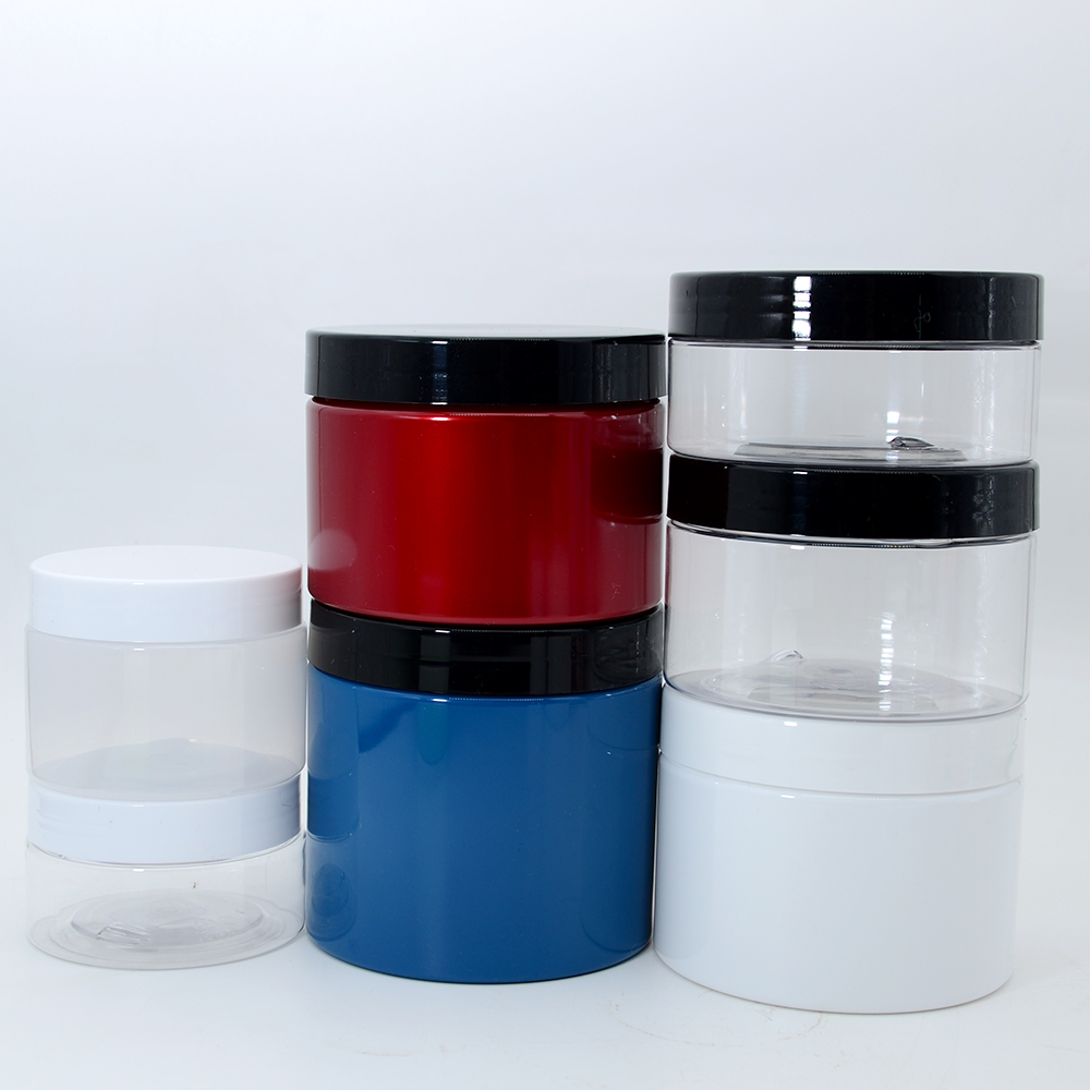 Luxury Cosmetic Lotion Jars 100g 200g 250g 300g Customize Round Container Face Body Cream Plastic Clear Matte Jar with Pink Lid