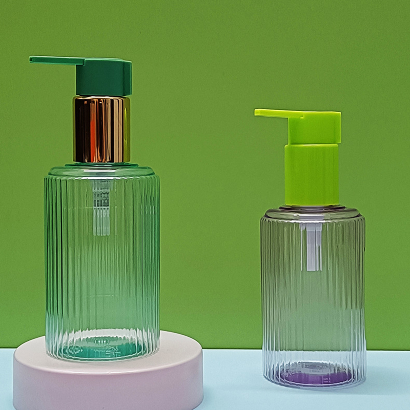 200ml 250ml 500ml  800ml Straight Shoulder Striped Shampoo Shower Gel Bottle Clear Colorful Lotion Bottle Conditioner Bottle