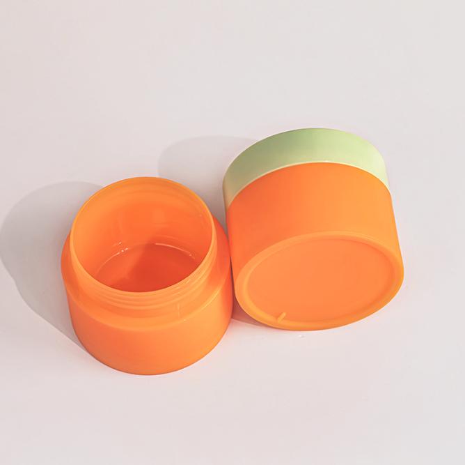 250g Orange Color PP Plastic Jar with Light Green lids 120ml Pink Matte Cosmetic Face Cream Jars for Serum scrub Moisturizer