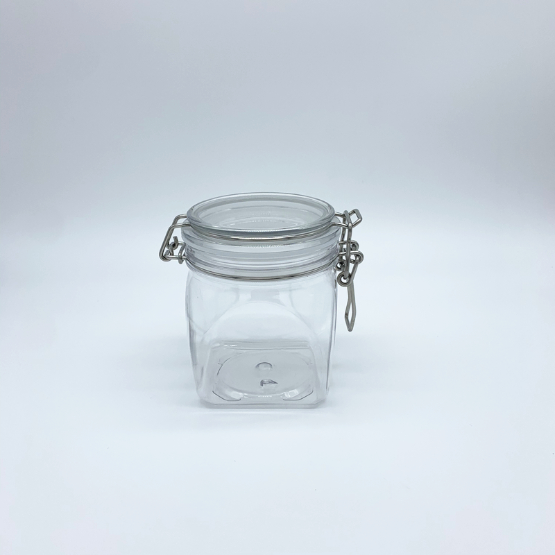 Food Grade PET Plastic Airtight Cnaisters for Honey Lemon Canned Food Clear Empty Coffee Storage Jar with Metal Lock