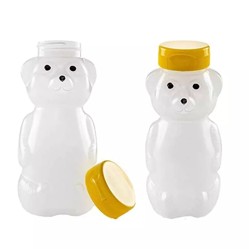 2oz Small Plastic Honey Jar 250ml 500ml Mini Squeeze Honey Bear Bottles Packaging Honey Bear Container Jar with Flip Top Caps