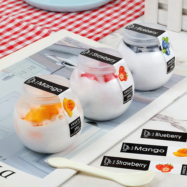 Round yogurt pudding bottle  mousse cup plastic jelly planet cup honey jar