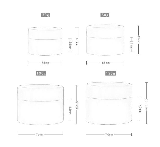 30g 50g 100g 120g Glossy White Jar Custom Matte Black Color Cosmetic Face Cream jar Small sample bottle travel dispenser bottle