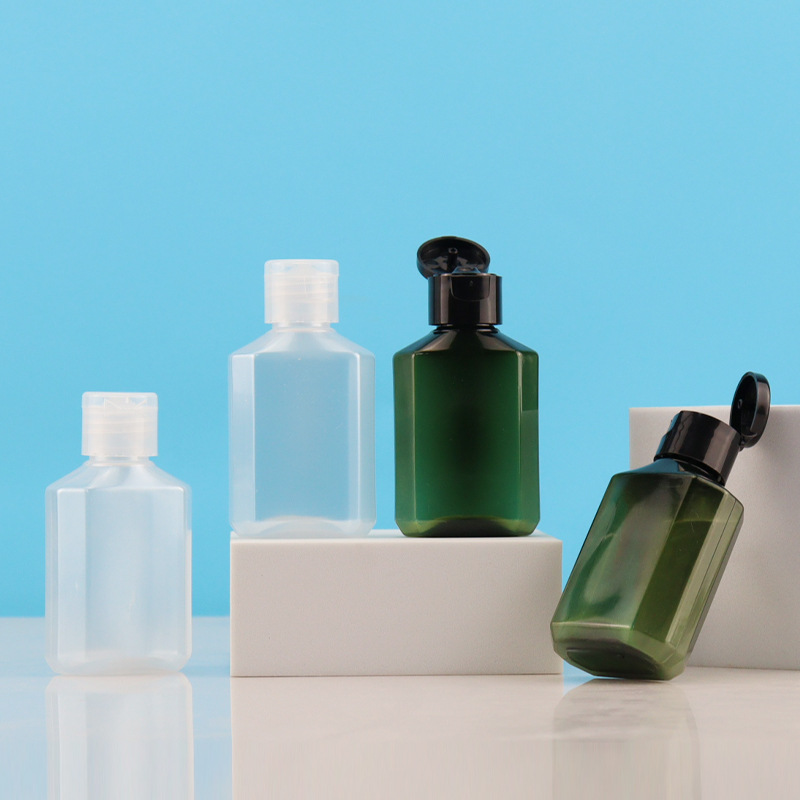 15ml 30ml 50ml 60ml Transparent Flat Square Mini Shampoo Bottle Refillable Travel Size Lotions Sanitizer Shower Gel Dispenser