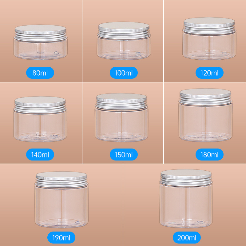 Custom 50ml 100ml 120ml 150ml 200ml 250ml 300ml 500ml PET Serum facial scrub body butter eye cream Mask Plastic jars with lids