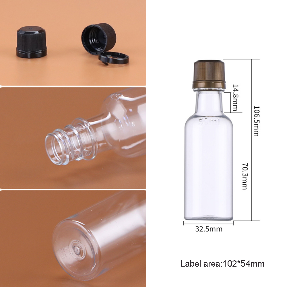 Mini Liquor Liqueur Bottles 50ml 1.7 Fl oz Empty Whisky Spirit Bottles With Caps For Flavoured Gins Vodka Gin Plastic Bottles