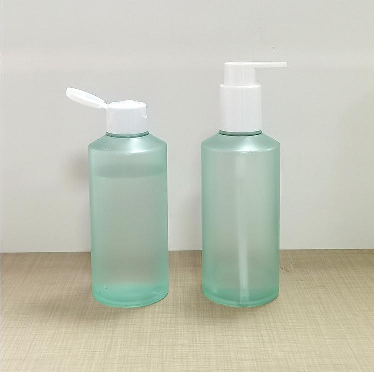 500ml 300 ml Oblique Shoulder PET Plastic Shampoo bottle Amber Body Wash Shower Gel bottle with pump Black lotion bottle set