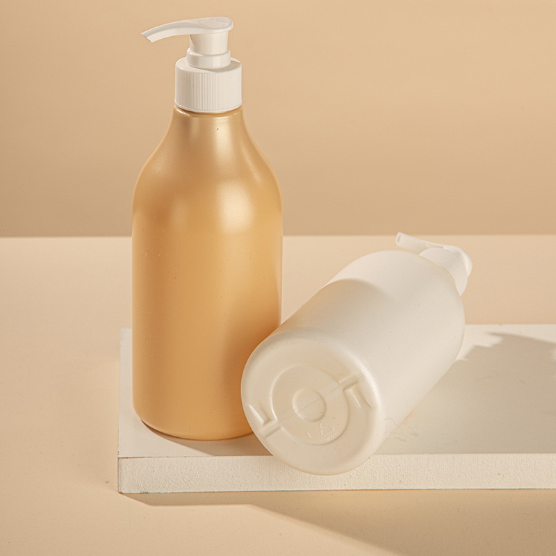Long Neck 16oz 24oz Plastic Hand Body Lotion Liquid Soap Shower Gel Shampoo Conditioner Lotion Packaging Beige Pump Bottle