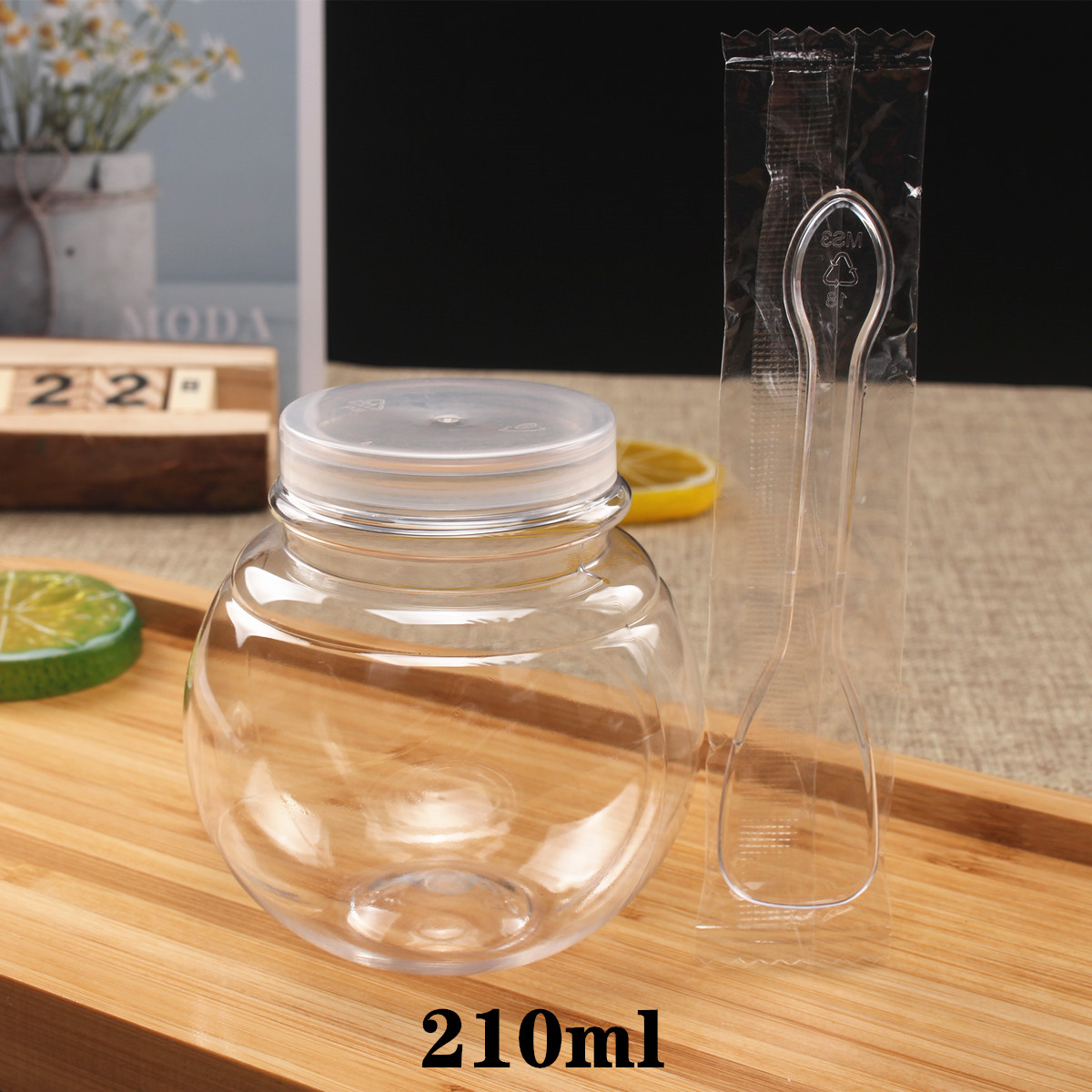 160ml Empty Round Circular Pudding Bottle Plastic Jars with Clear Lids Yogurt Container Spherical for Milk Jams Jelly Ice Cream