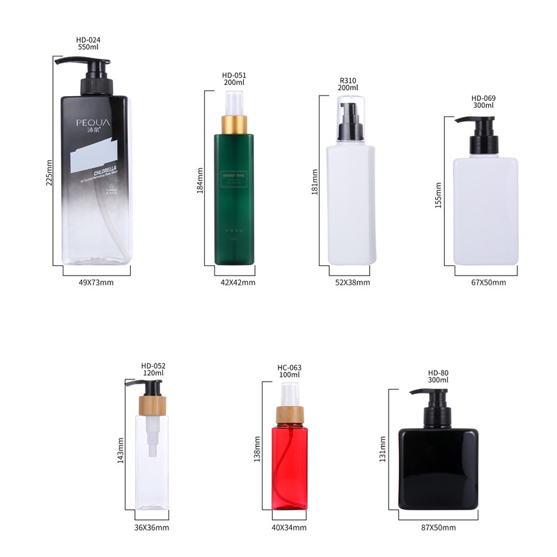 Wholesale Custom 350ml 400ml 500ml Transparent Black PET Lash Shampoo and Conditioner Bottles with Pump Shower Gel Dispenser Set