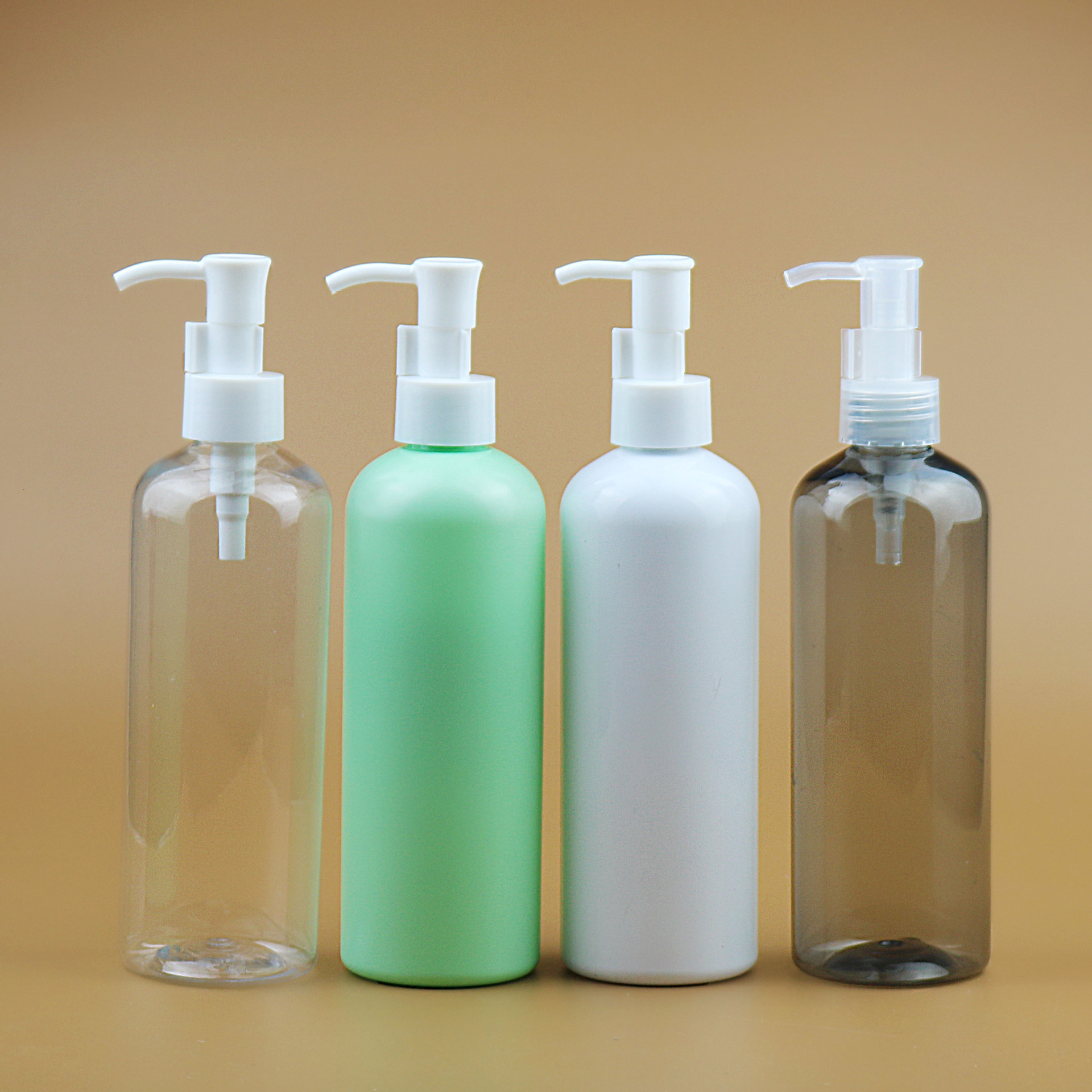 300ml flat shoulder round PET Shampoo bottle with electroplating disc cap Cosmetic Lotion Essence Toner Perfume body wash bottle