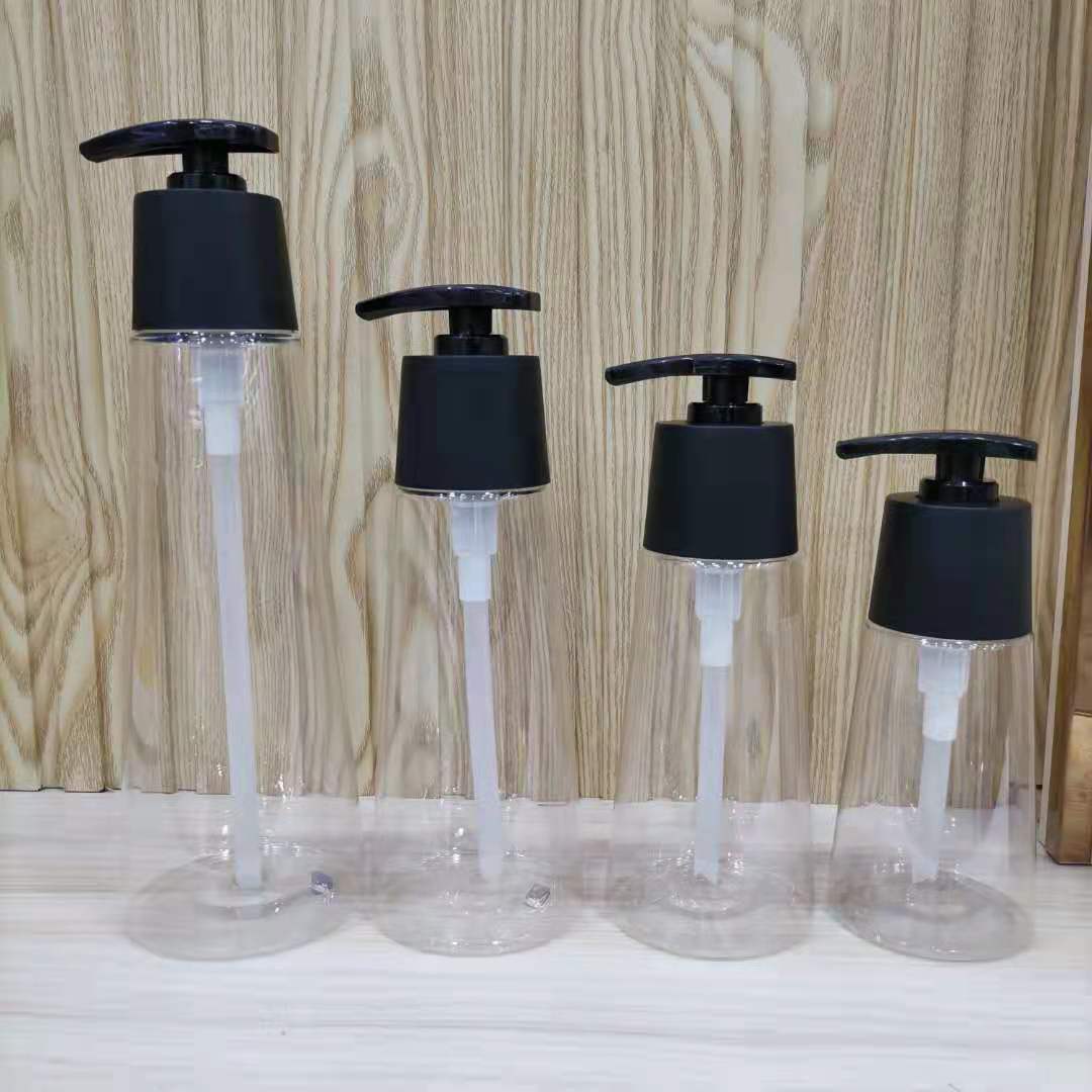 250ml 300ml 500ml Boston Round Hand Shampoo Bath Lotion Bottles Set Plastic Pump Bottle Customize Cosmetic Hotel Packaging