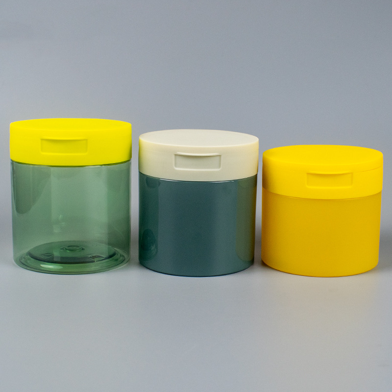 Flip Lid Plastic Jars With Spoon Clip Induction Seal Face Cream Body Butter Scrub Jar 150g 250g 300g 500g 4 8 oz 10oz 12oz 16oz