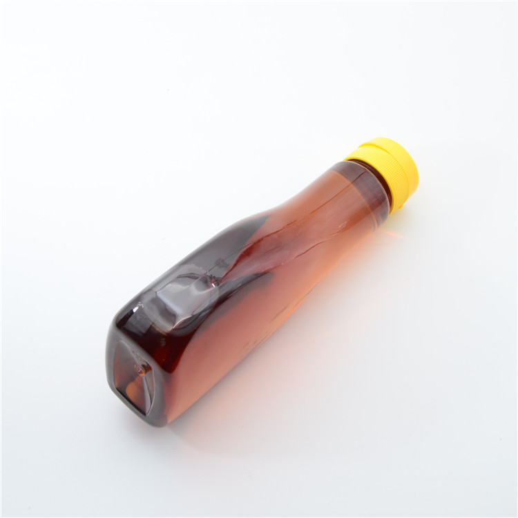 7Oz 12Oz PETPlastic Salad Dressing Flat Square Pet Plastic Maple Syrup Sauce Honey Bottles