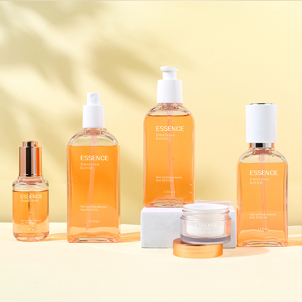Luxury Cosmetic Packaging Set 30ml 60ml 2 oz Thick Wall PETG Toner Perfume Spray Oil Dropper Lotion Serum Pump Bottle Cream Jars