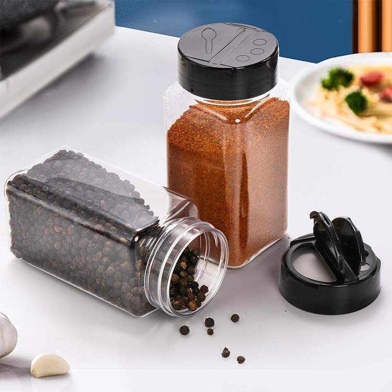 Food Grade 8oz Plastic Empty Spice Bottles Seasoning Containers with Shaker Lids