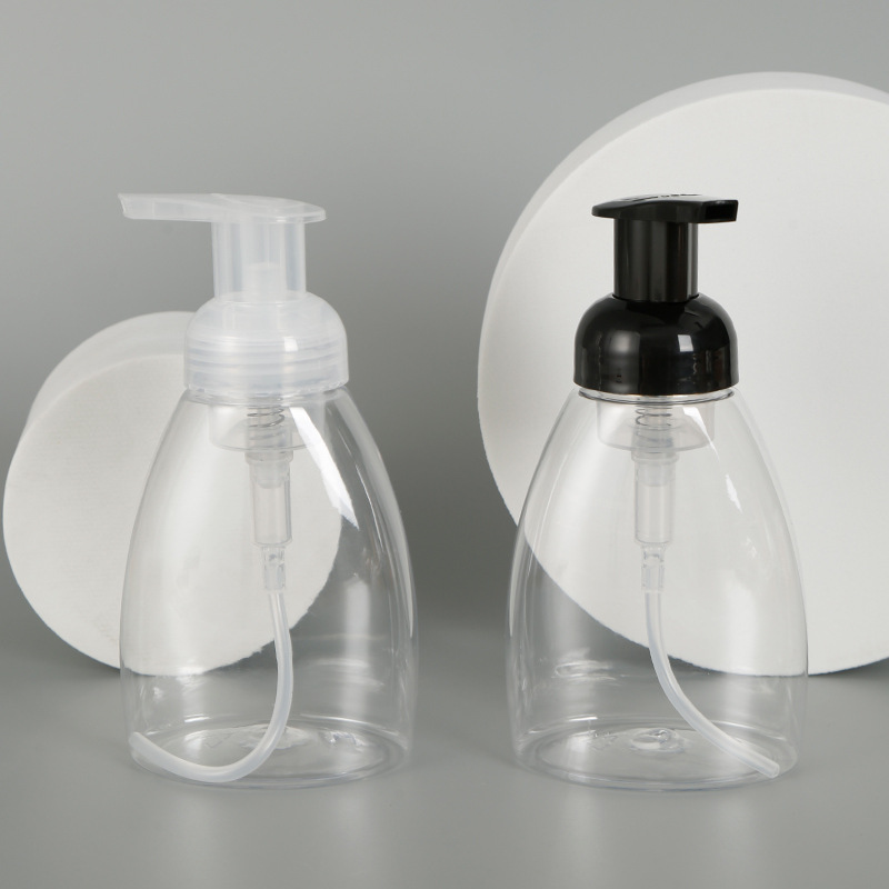 Unique Clear Mousse foaming hand soap bottle 250ml 300ml White foam cleanser pump bottle 150ml 200ml 500ml Face Wash foam bottle
