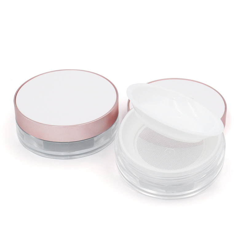 Round Empty PP/ABS 15g Powder White Space Pink Empty Jar With Gasket