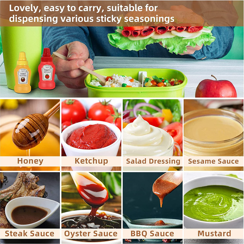25ml Travel Portable Mini Ketchup Bottle Tomato Mayonnaise Container Mustard Dispenser Small Sauce Squeeze Bottle with Cap