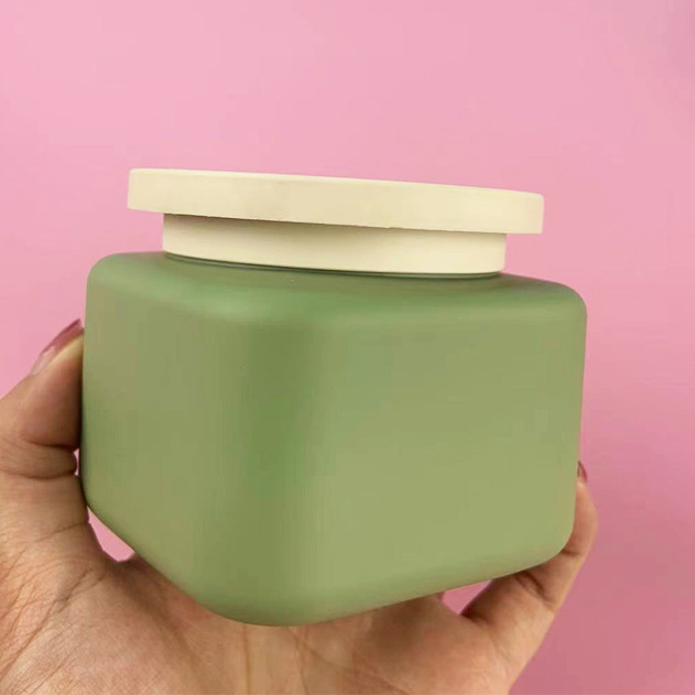 Square Clear 250ml 350ml 500ml PET HDPE Hair Mask jar Treatment Oil Body Scrubs Jar cosmetic face cream plastic jars with lids