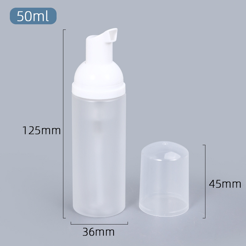 Fancy Clear Frosted Matte Mousse Bottle 50ml 100ml 150ml 200ml Foam Face Wash Cleanser Pump Bottle with Cover & Logo Printing