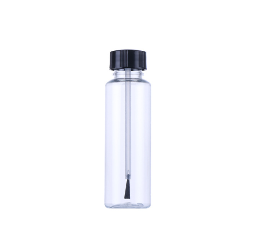 Transparent plastic PET clear bottle with brush Mini PET Nail Polish Glue Bottle With Brush Cap