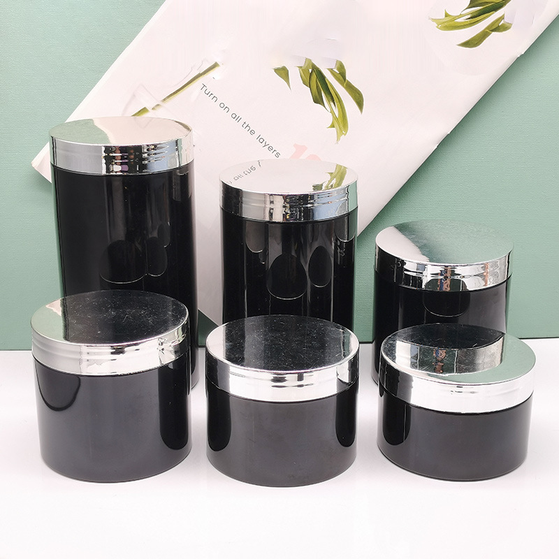 200ml 300ml 400ml 500ml Empty Pet Plastic white Cosmetic Jar For Cream Wide Mouth PET Container Plastic Cream Jar with gold lid