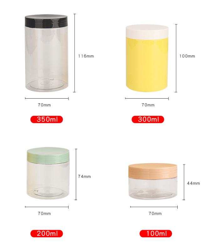 50ml Empty plastic  lotions Essence facial scrub body butter eye cream jar with lids 100ml 120ml 150ml 200ml 250ml 300ml