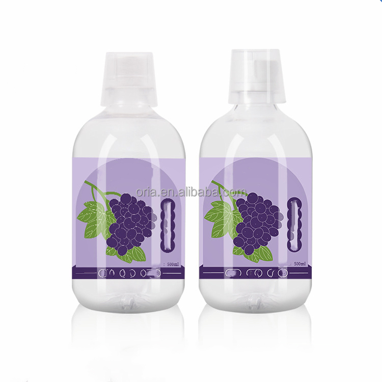 500ml clear PET plastic juice bottle with cap 300 ml Mouthwash Liquid Cleaning Agent Bottle with label Shampoo pump bottle