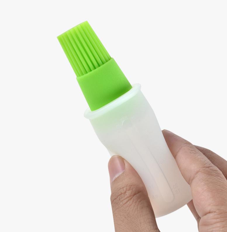 Food grade silicone oil bottle with brush lid 60ml 2oz high temperature resistant Barbecue brush BBQ liquid sauce brush bottle