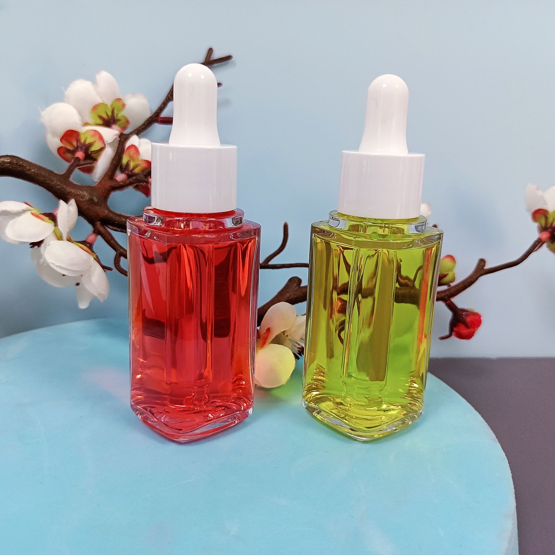 empty pet plastic clear frosted push top squeeze skincare dropper bottle packaging 30ml 50ml 60ml 120ml with box customize
