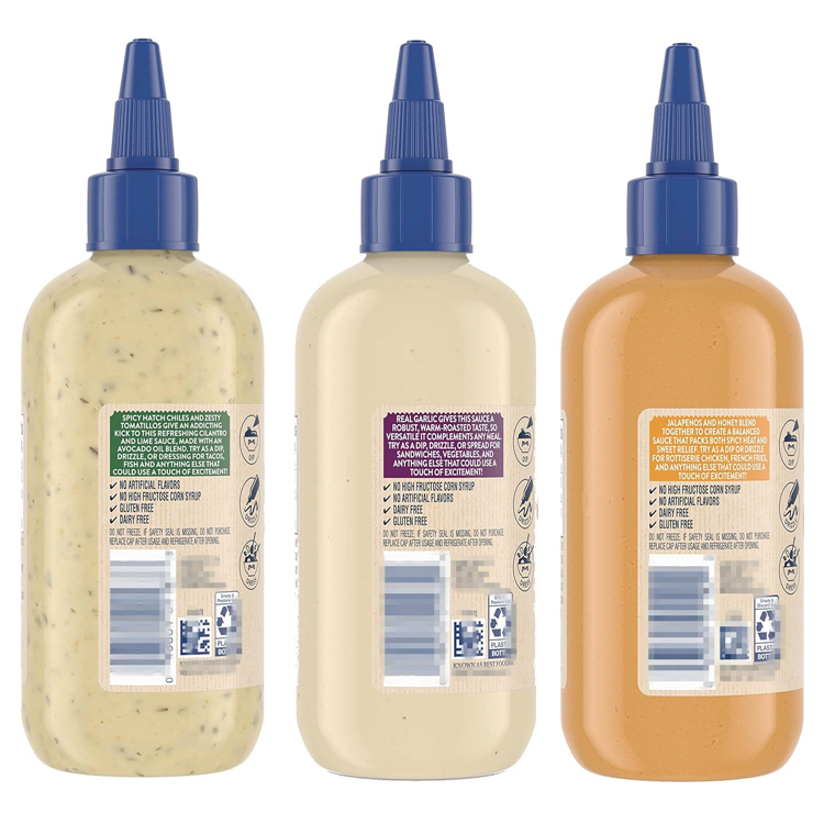 5oz 12oz Plastic packaging sauce squeeze bottle Transparent PET Chili Sauce Cocktail Sauce Bottle Premium quality free sample