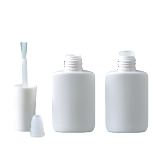 15ml White  Matte Nail Polish Bottle with cap brush HDPE Chemical Plastic Petrol Bottle with Spout