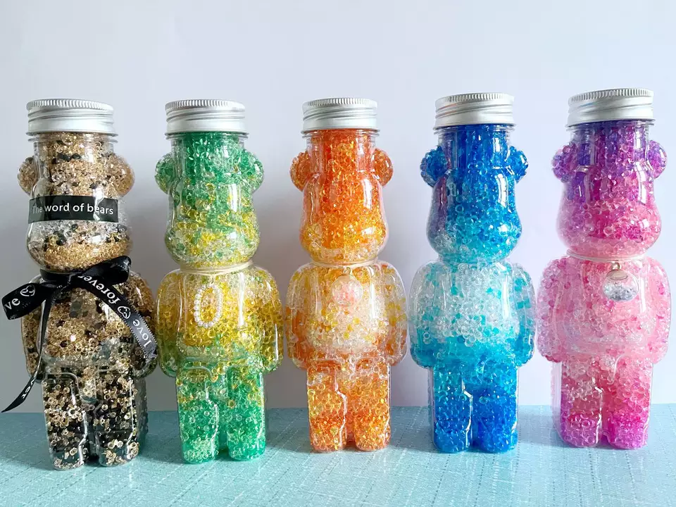 Plastic Bear Bottles Red Top Bear Brick Bottles 400ml 500ml 700ml 12oz 16oz 24oz Bubble Juice Drink Container Custom Boba Cups