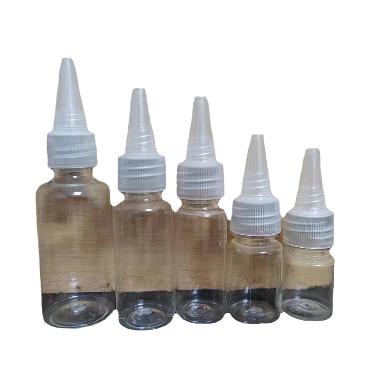 5ml-100ml Transparent plastic bottle with nozzle cap Beauty Salon Hair Oil Squeeze Bottles