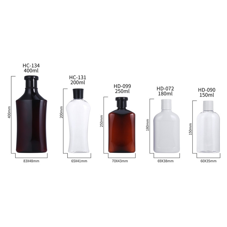BPA Free 250ml 8oz Amber Brown Plastic PET Bottles Shampoo Body Lotion Hand Wash Bottles Squeeze Oblong Flat Oval Bottles
