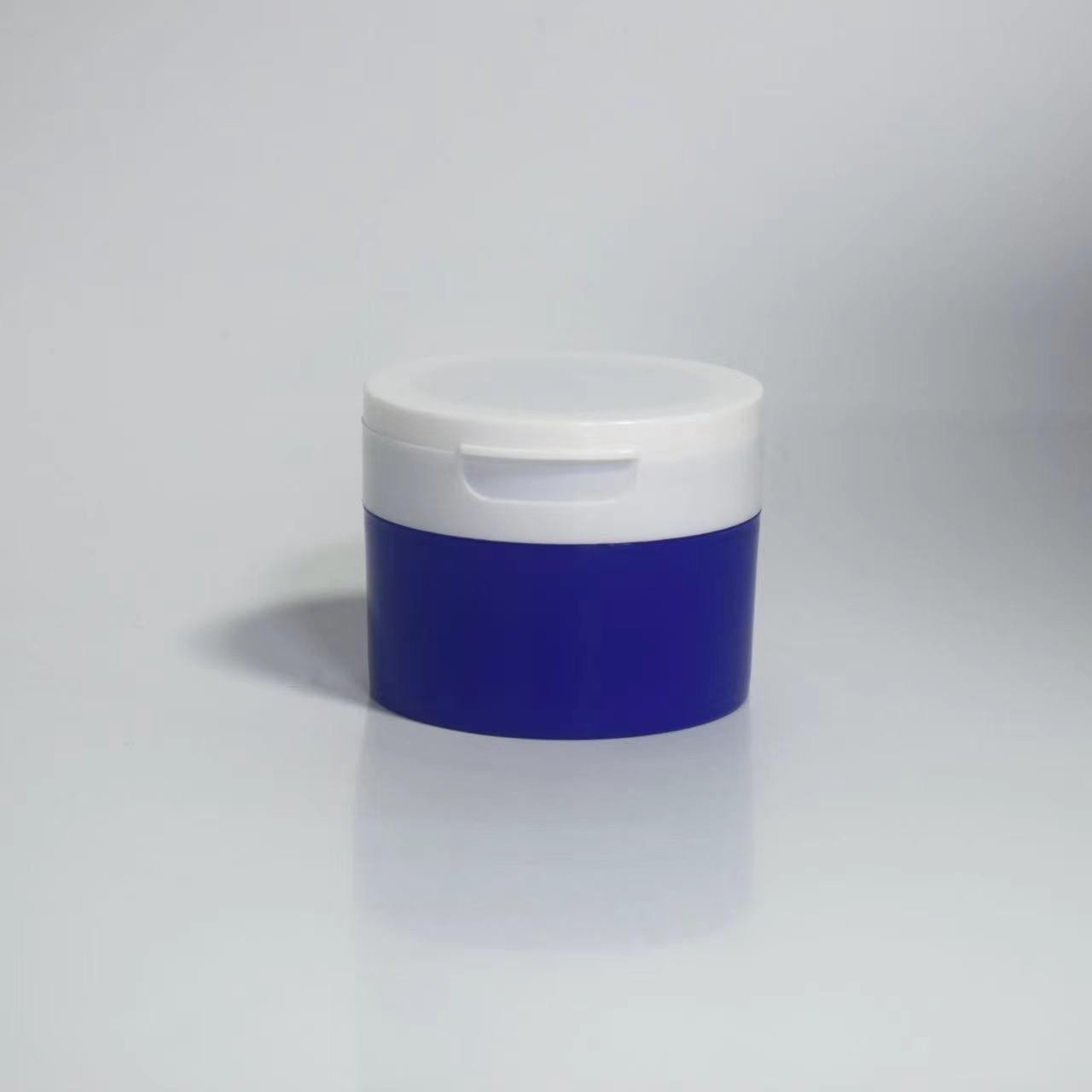 Custom Color Logo Printing 30g 50g 100g Tooth Powder Jar Clamshell Wide Mouth PP Jars With Lids Spoon Cosmetic Jars Plastic
