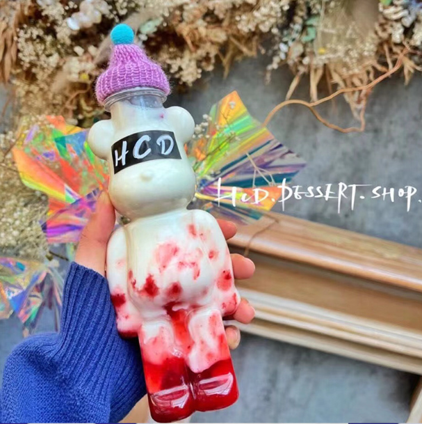 400ml 500ml 700ml Empty Plastic PET Bear Shape juice bottles unique shaped plastic juice bottles with cap