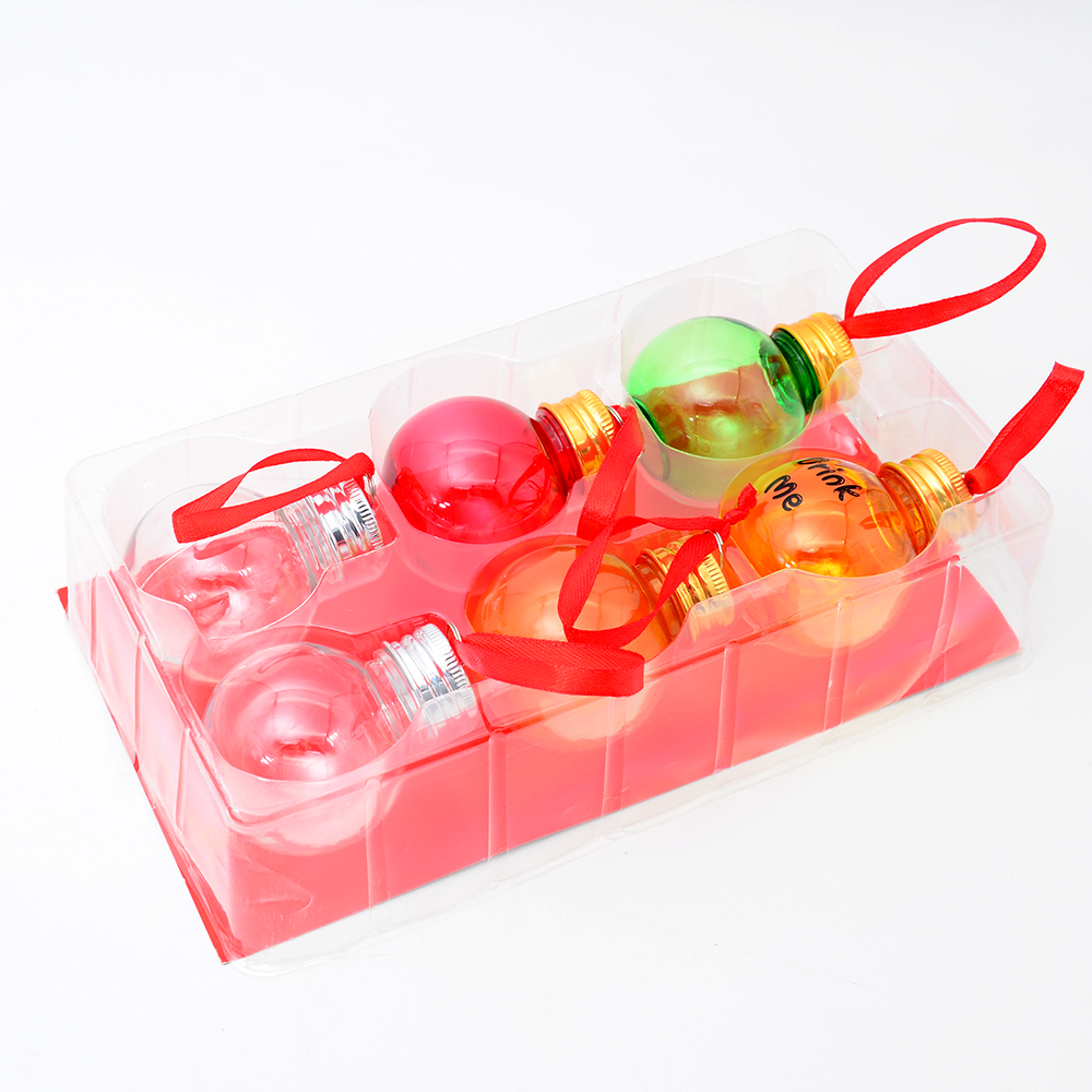50ml Christmas Booze Ball Xmas Fillable Tree Ornaments Wine Water Bottle Bulb Shape Jar Clear Plastic Pendant Ball Shot Bottles
