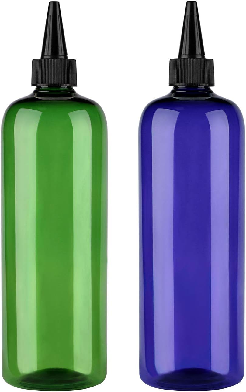 PET Plastic Refillable 16oz 500ml Hair Dye Color Applicator Bottle with Scale Curves Twist Top Cap for Bonding Oil Conditioner