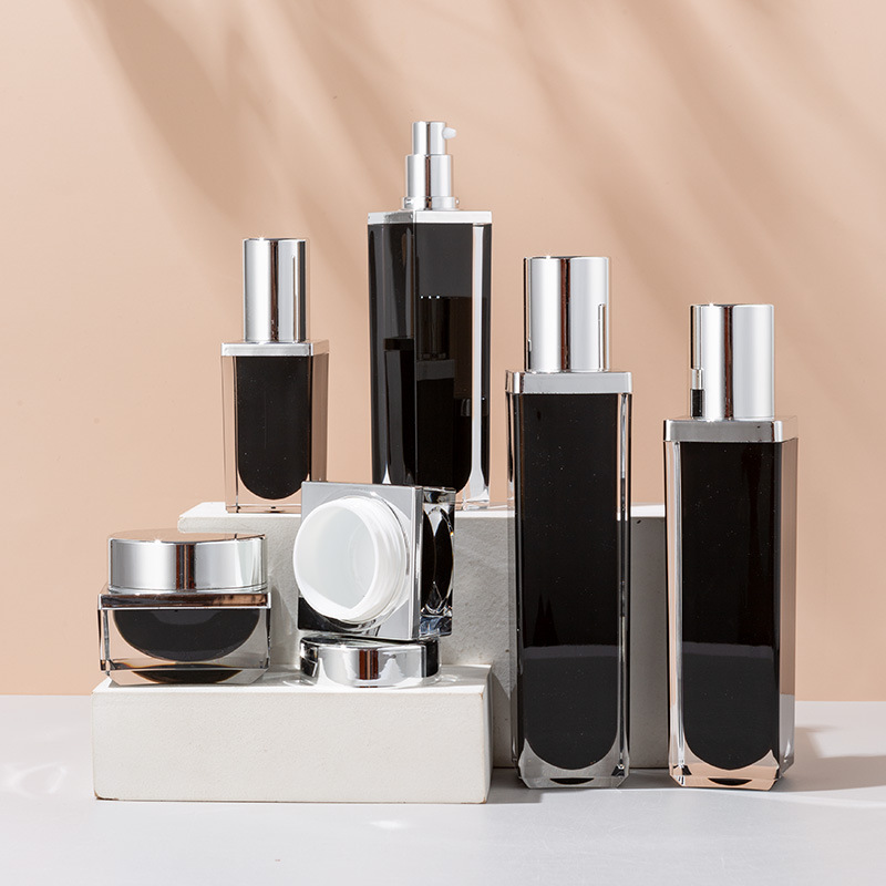 High-end Gold Silver Top Cap Acrylic Cosmetic Bottle Jar Set 30ml 50ml Lotion Serum Pump Spray Bottle Moisturizer Cream Jar